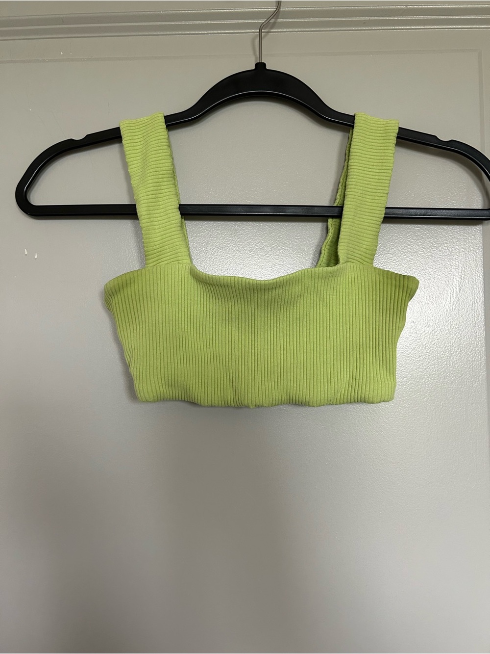 Daily Drills Ribbed Square Crop Tank in Lime